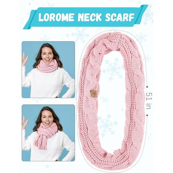 Women pink Knit Beanie Hat, Gloves, Scarf & Ear Warmer Set - Winter - Picture 4 of 7